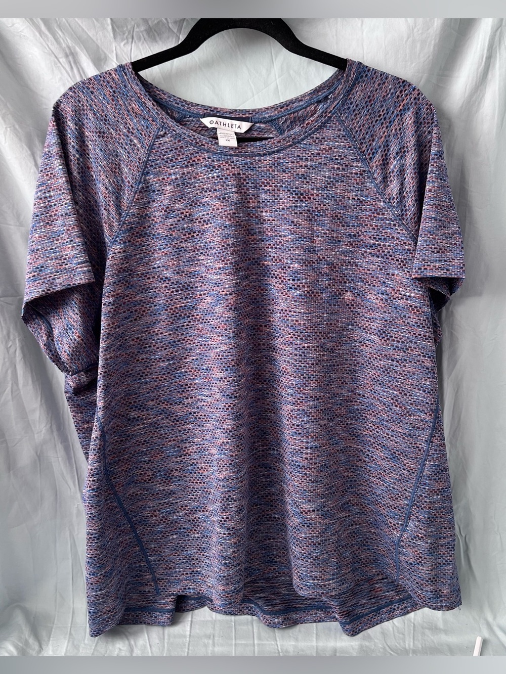 Athleta Heathered Short Sleeve Tee in Blue Pink Purple Mix